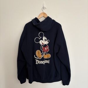 Disney Zip Hoodie Jacket Size XXL Navy Blue Mickey Mouse Graphic Full Zip Hooded